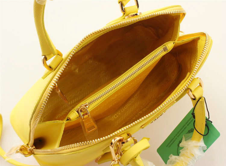 2014 Prada Saffiano Leather Small Two Handle Bag BL0838 yellow for sale